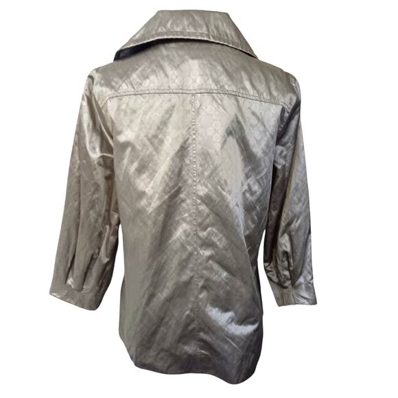 CHICO'S 1 Jacket Windbreaker Medium Pockets Satin Khaki Green Transition‎ Basic - Picture 11 of 11